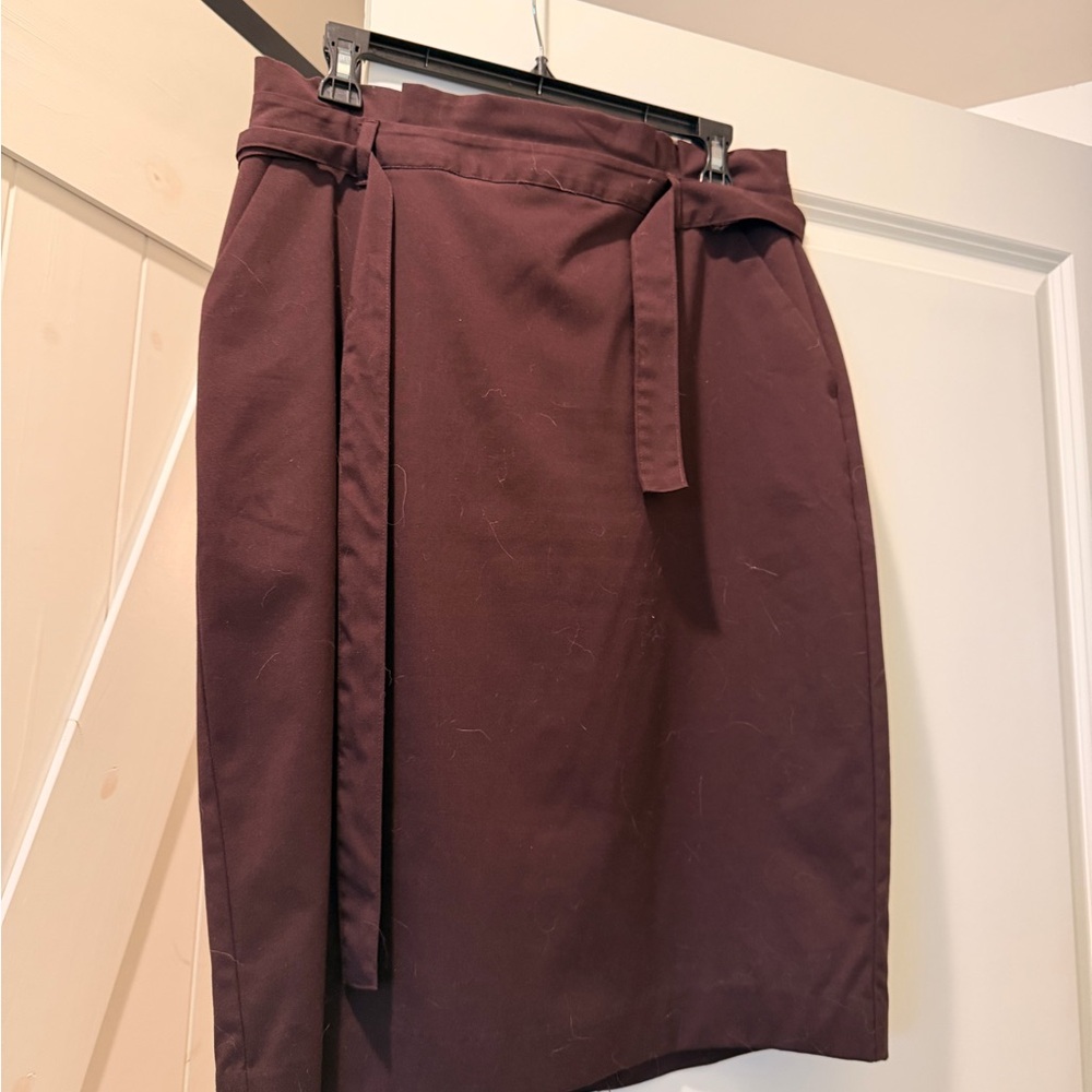 Banana Republic Burgundy Plum Belted Paper Bag Waist Pencil Skirt